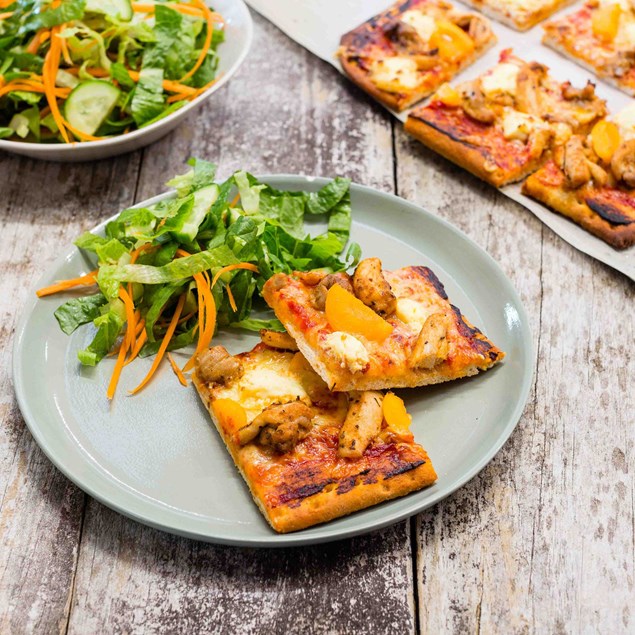 Spiced Chicken, Apricot and Cream Cheese Pizzas with Salad ...