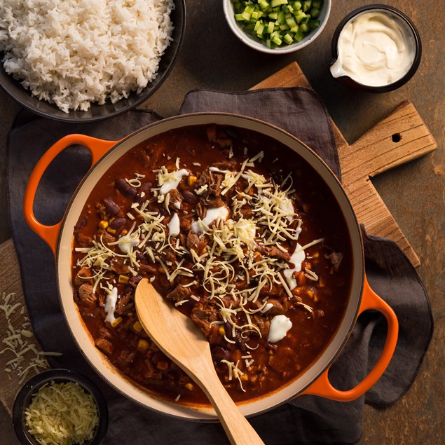 Lamb Chilli Con Carne with Jasmine Rice & Sour Cream