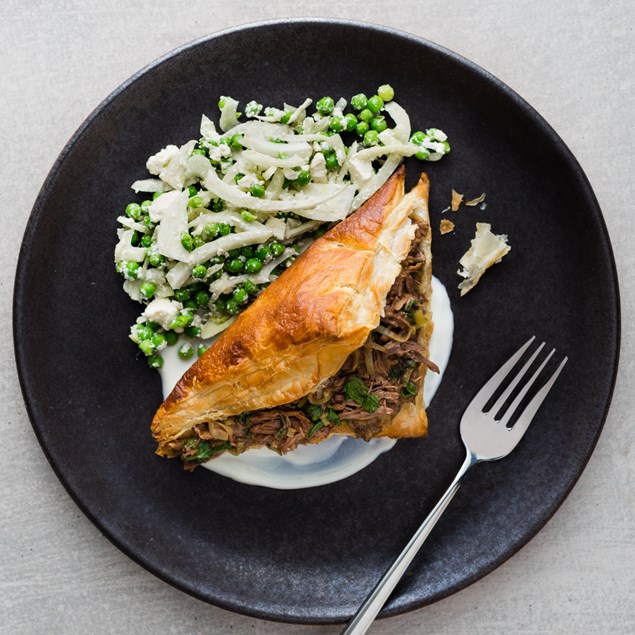 Indian Lamb Pie with Fennel, Pea and Feta Salad