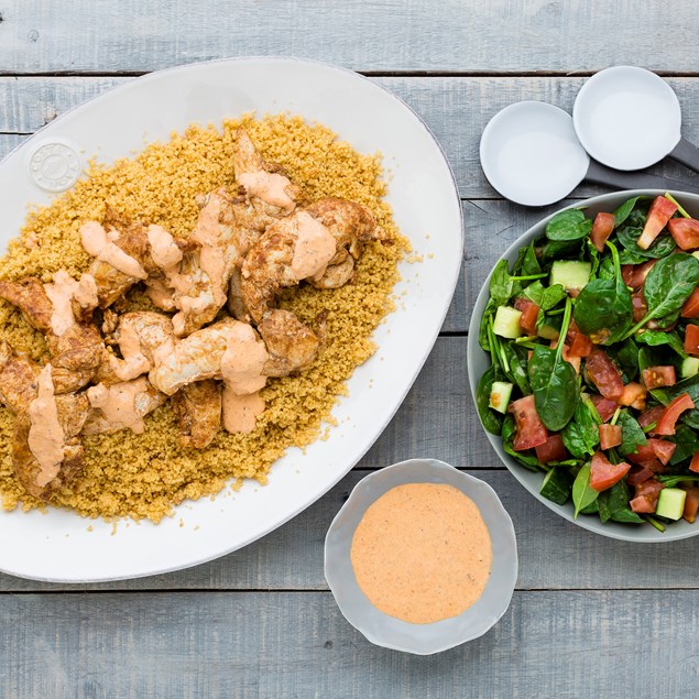 Moroccan Chicken with Couscous and Eggplant Aioli - My ...