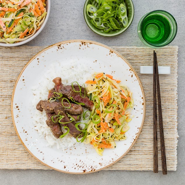 Teriyaki Beef with Rice and Sesame Salad 