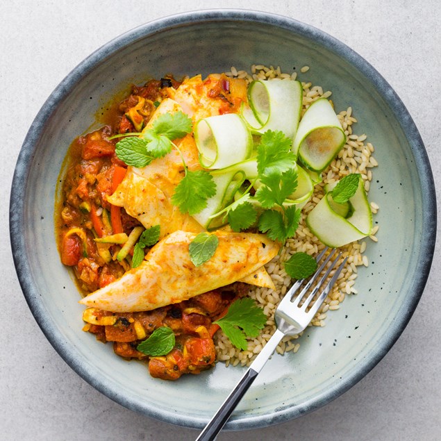 Zesty Fish with Fire Roasted Tomato Curry