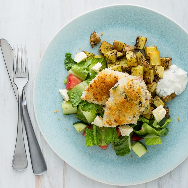 Oregano Crumbed Chicken with Greek Salad My Food Bag