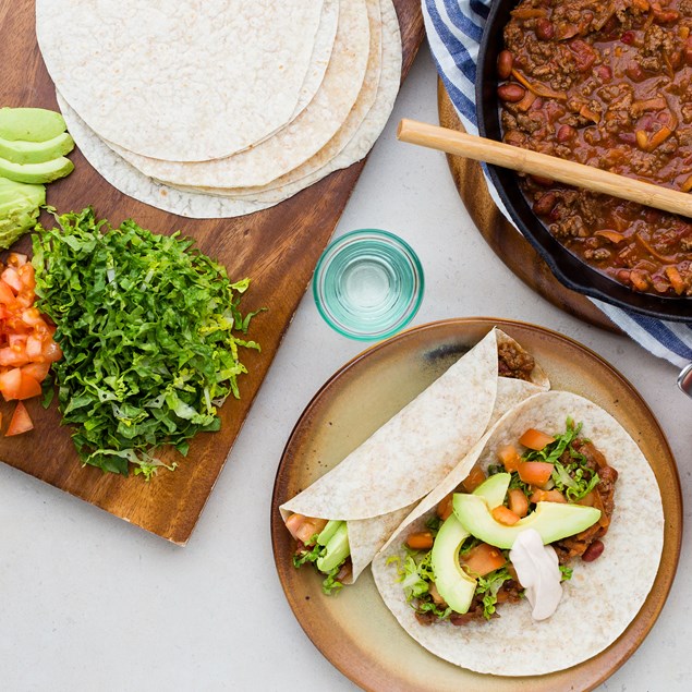 Soft Beef Tacos with Avocado and Chipotle Sour Cream