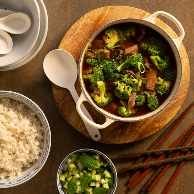 Asian Ginger Pork with Pear & Rice