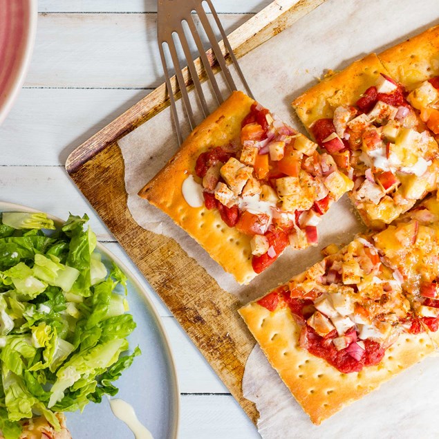 Smoked Turkey and Apple Pizzas with Salad 