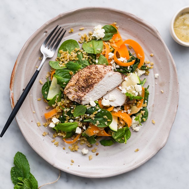 Sumac Chicken With Freekeh Sal Ad And Babaganoush