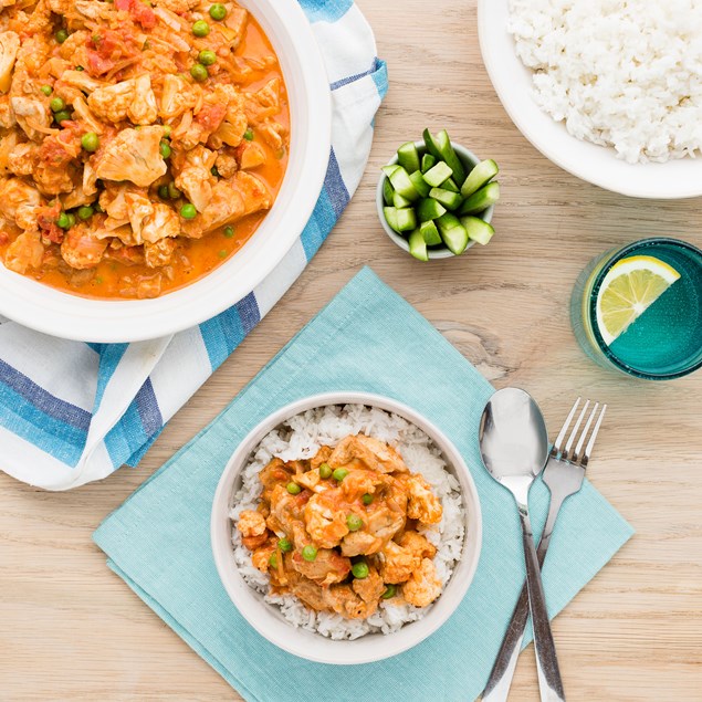 Chicken and Cauliflower Tikka Curry with Rice