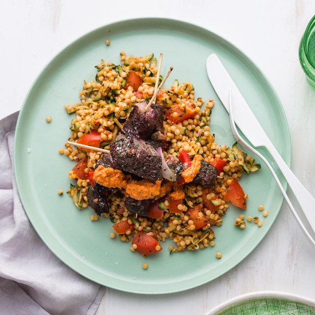 Mediterranean Beef Skewers with Quinoa Salad