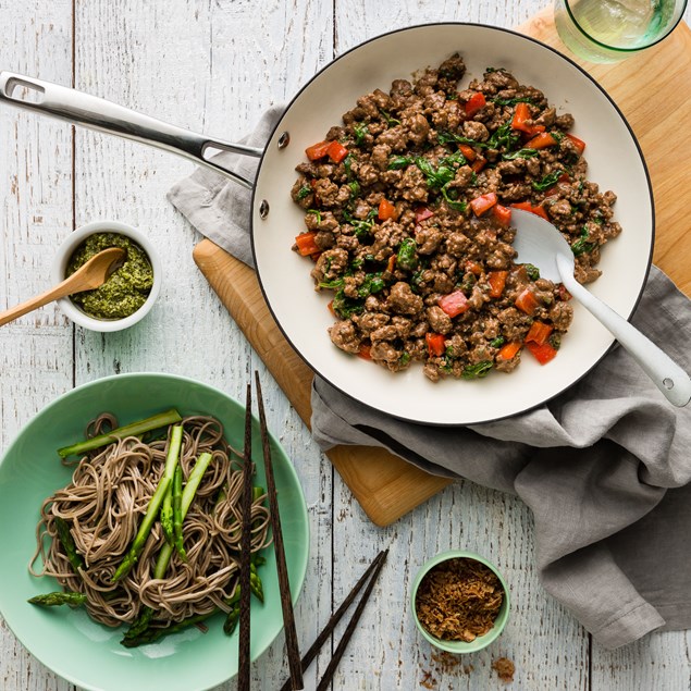 Five Spiced Beef Noodles with Asian Pesto