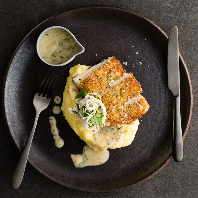 Lemon and Herb Chicken Schnitzel with Celeriac Remoulade