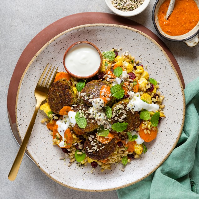 Moroccan Falafels with Cauliflower Salad