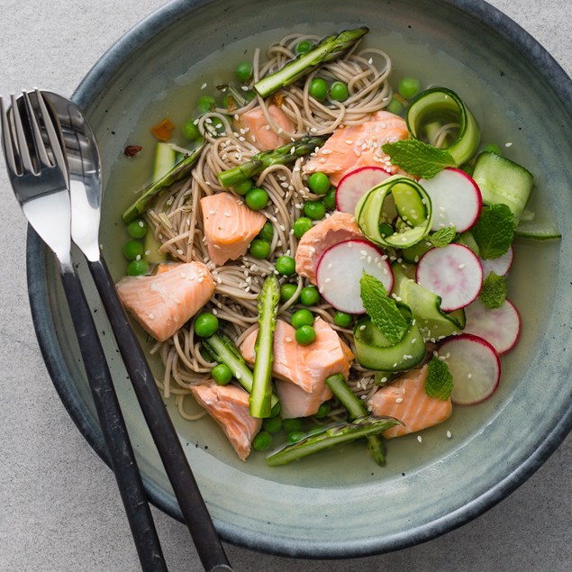 Tea Poached Salmon with Soba Noodles