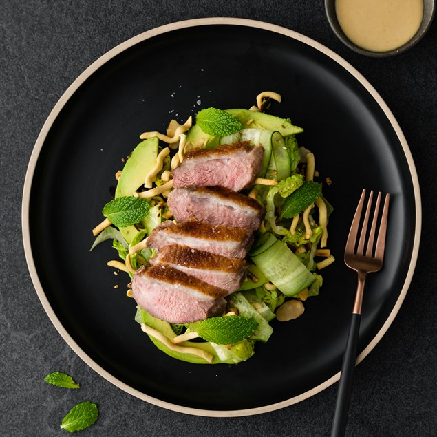 Chinese Duck with Crispy Noodle Salad and Hoisin Mayo