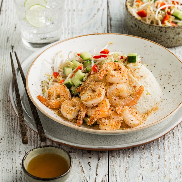 Coconut & Lime Prawns with Coconut Rice & Vietnamese Cucumber Salad