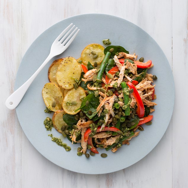 Pulled Chicken Salad with Basil Pesto