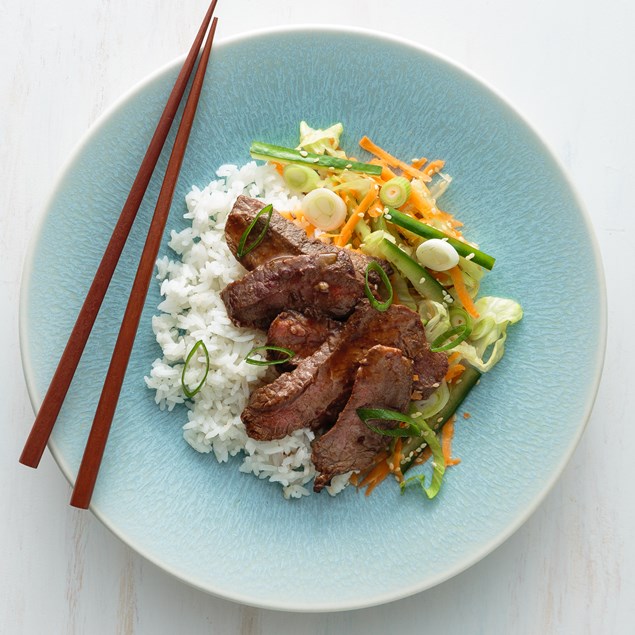 Teriyaki Beef  with Rice and Sesame Slaw