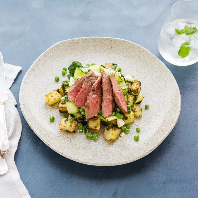 Lamb With Pesto Potatoes And Minted Feta Salad - My Food Bag