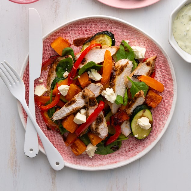 Chicken Steaks with Roasted Pumpkin Salad and Pesto Mayo - My Food Bag