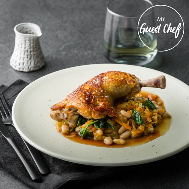 Paris Butter Salted Chicken with Cassoulet and Truffle Jus by Nick Honeyman