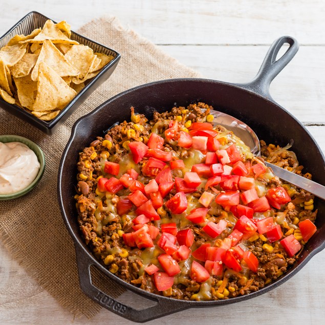 Family-Style Beef Nachos with Sweet Chilli Sour Cream