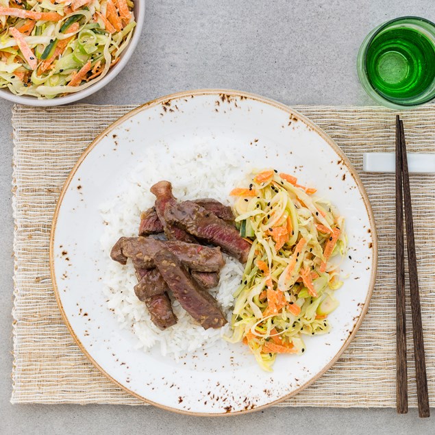 Teriyaki Beef with Rice and Sesame Salad