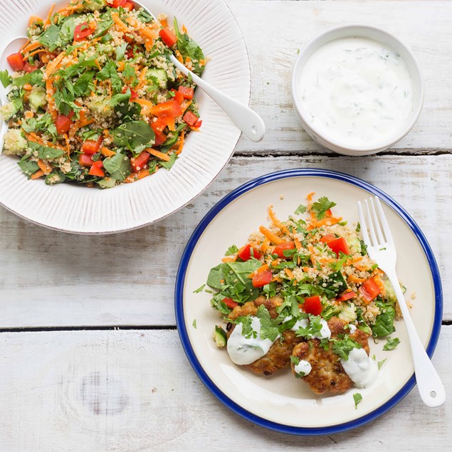 Moroccan Chicken Cakes with Quinoa and Yoghurt