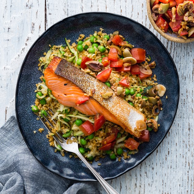 Salmon with Olive and Tomato Tapenade