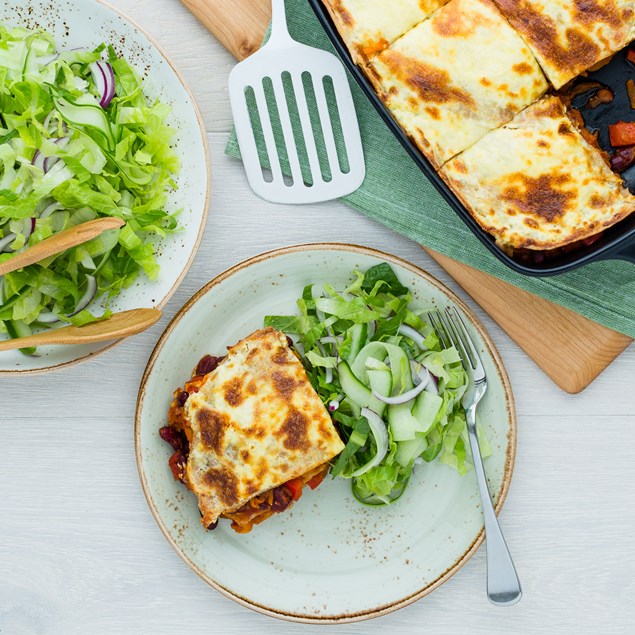 Mexican Tortilla Bake with Shredded Cos Salad