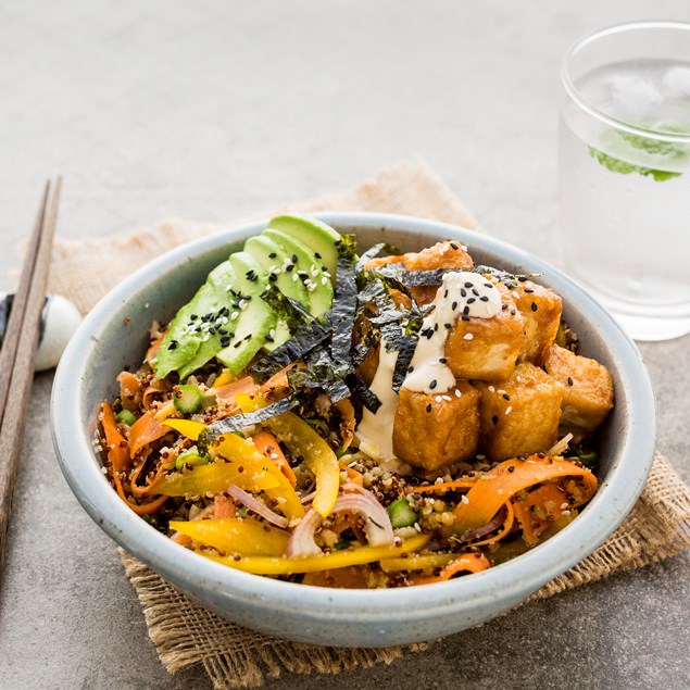 Miso Orange-Glazed Tofu Super Grain Bowl