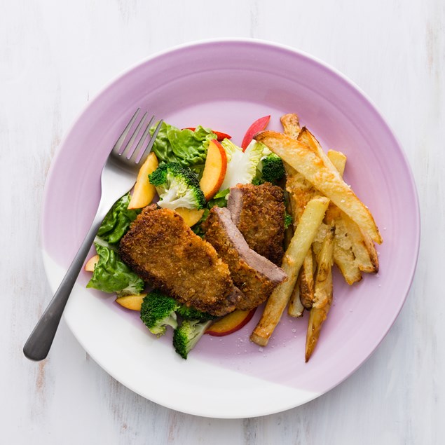 Crumbed Beef Schnitzel with Golden Chips