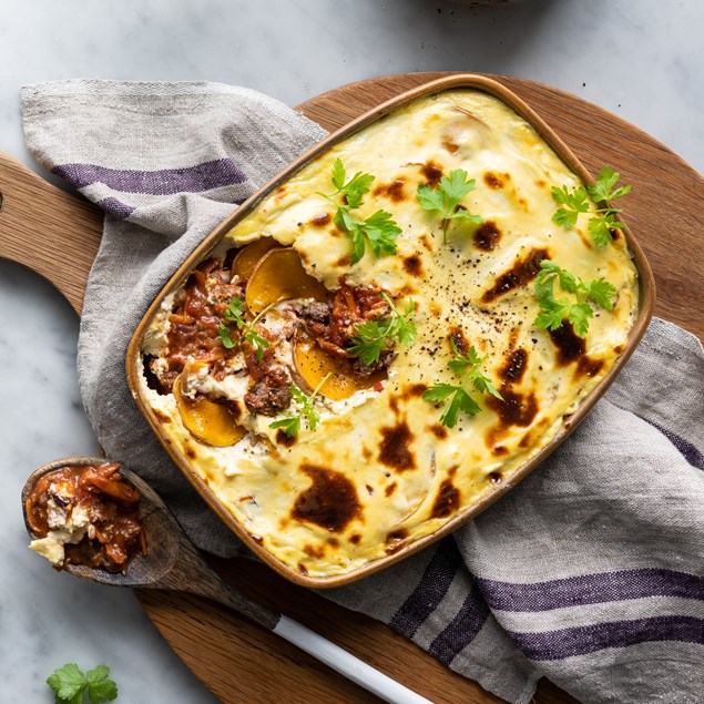 Spicy Lamb Bake with Cheesy Butternut Topping