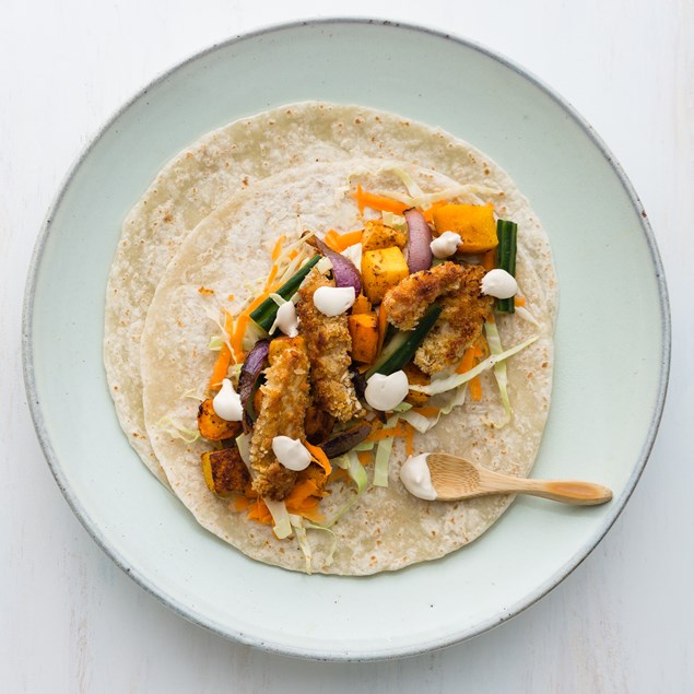 Crumbed Pork Tacos with Sesame Mayo