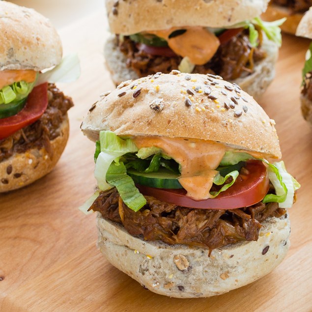 Jumbo Pulled Beef Sliders with Roasties