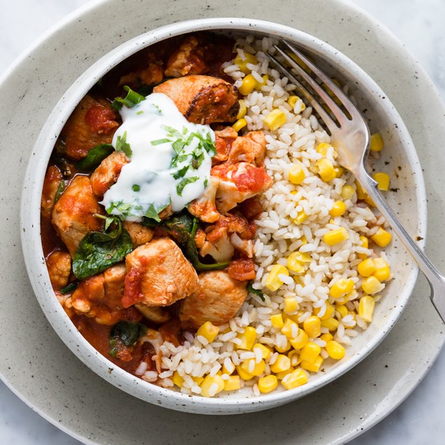 Brazilian Chicken Curry with Rice and Corn