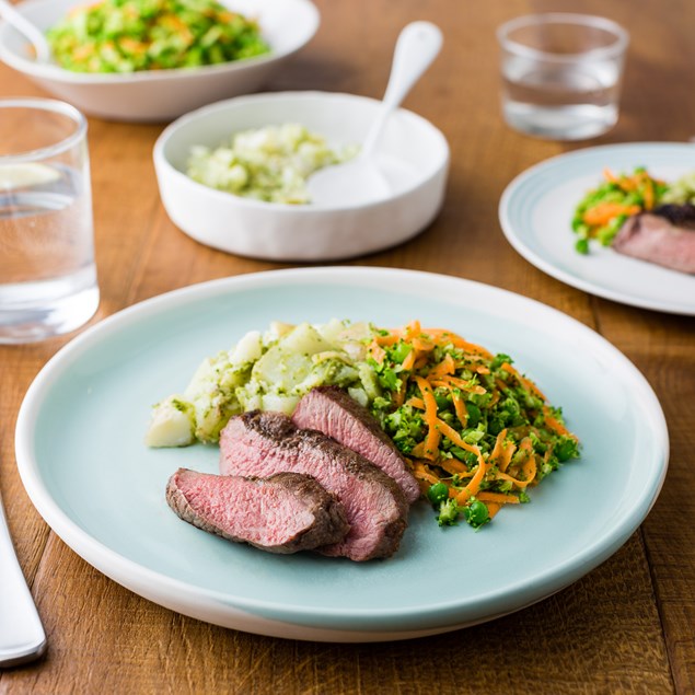Spiced Butterflied Lamb Leg with Pesto Crushed Potatoes