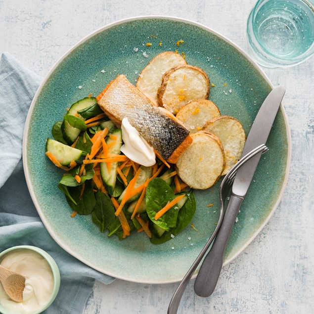 Pan Fried Salmon with Zesty Potato Rounds