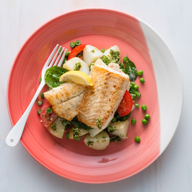 Pan-Fried Fish with Pesto Potatoes