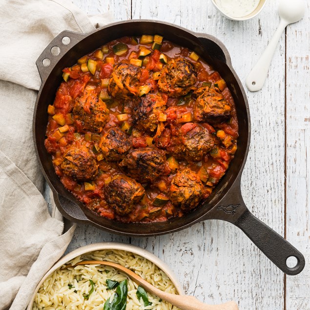 Italian Lamb Meatballs with Pasta & Pesto Mayo