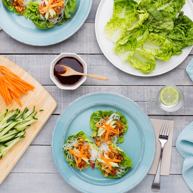 Asian Turkey and Lettuce Wraps with Hoisin Dressing
