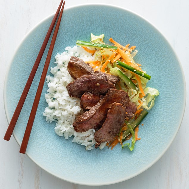 Teriyaki Beef with Rice and Sesame Slaw