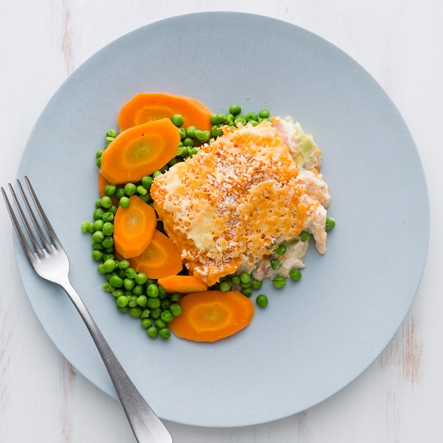 Crunchy Top Fish Pie with Steamed Veggies