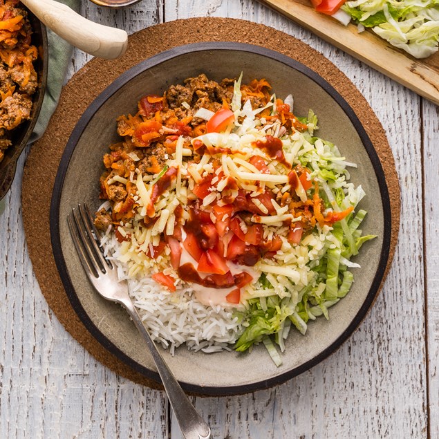 Beef Burrito Bowl with Sour Cream