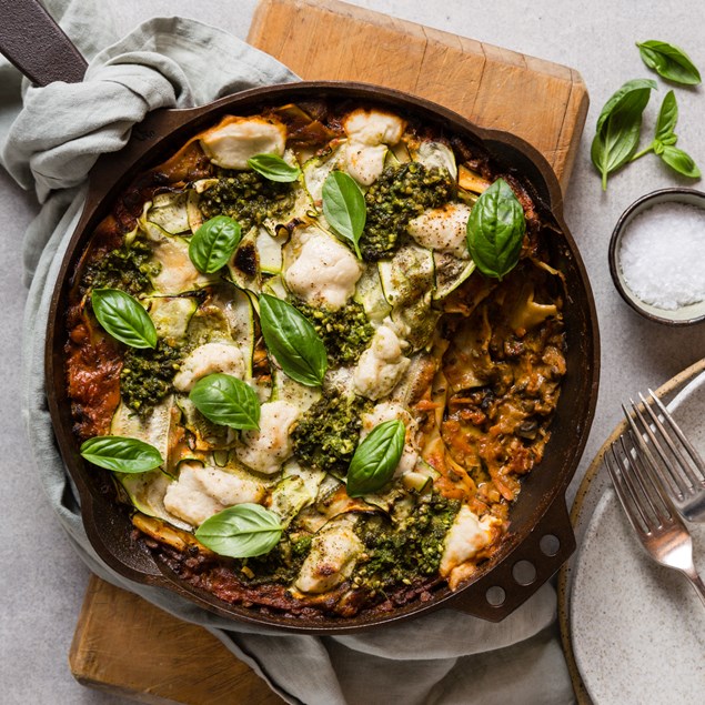 Creamy Mushroom Skillet Lasagne with Pesto & Ricotta - My Food Bag