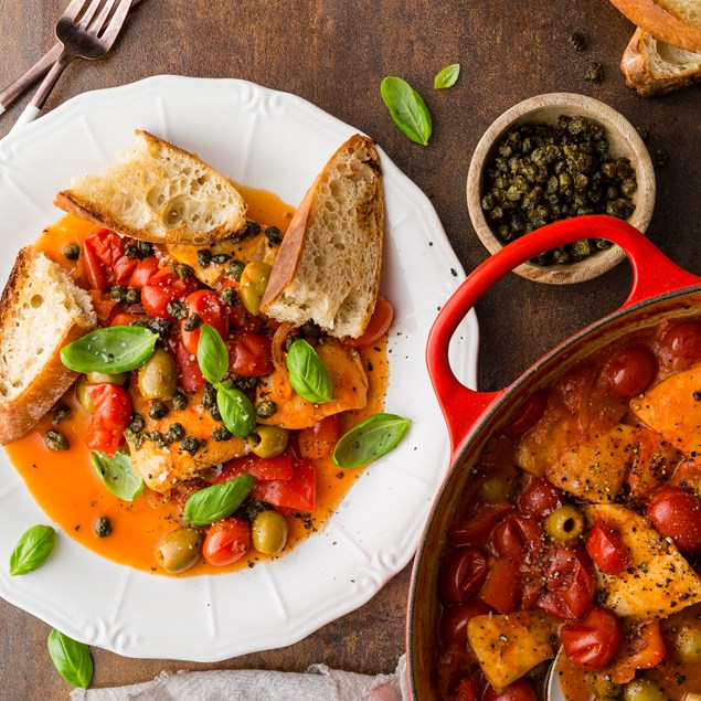 Italian Acqua Pazza Fish with Crusty Ciabatta