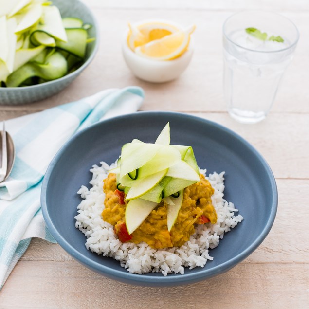 Coconut Dhal with Pear and Cucumber Salad