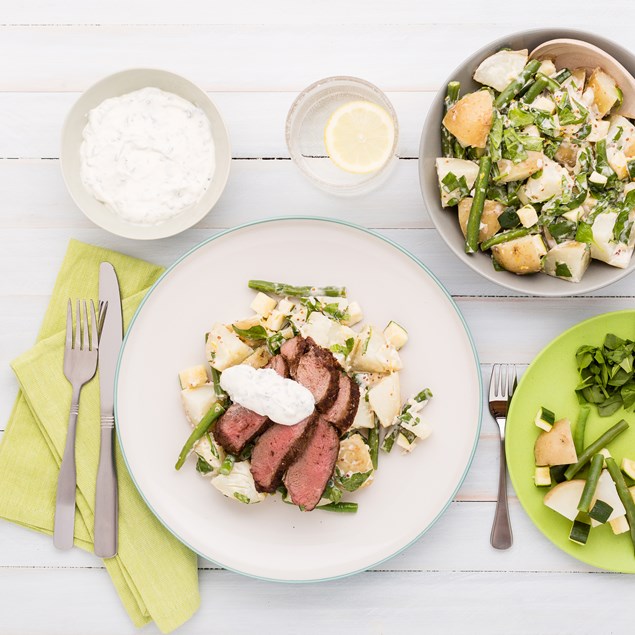 BBQ Butterflied Lamb Leg with Spring Potato Salad