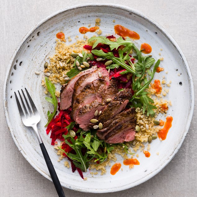 Lamb Bulgur Beetroot Salad with Harissa Dressing and Crunchy Seeds - My ...