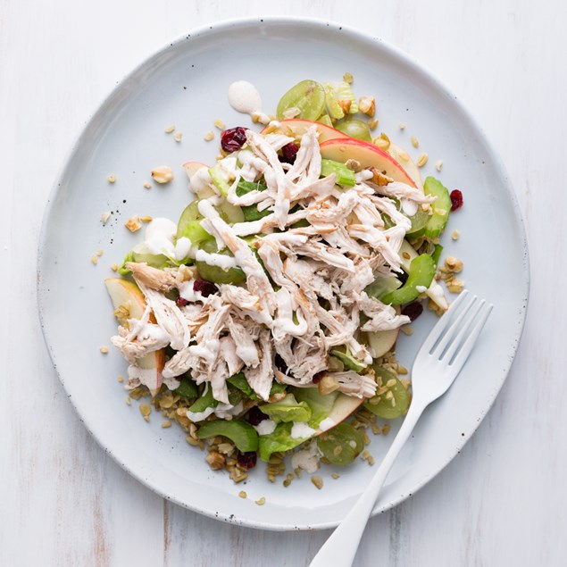 Waldorf Salad with Poached Chicken and Yoghurt Dressing