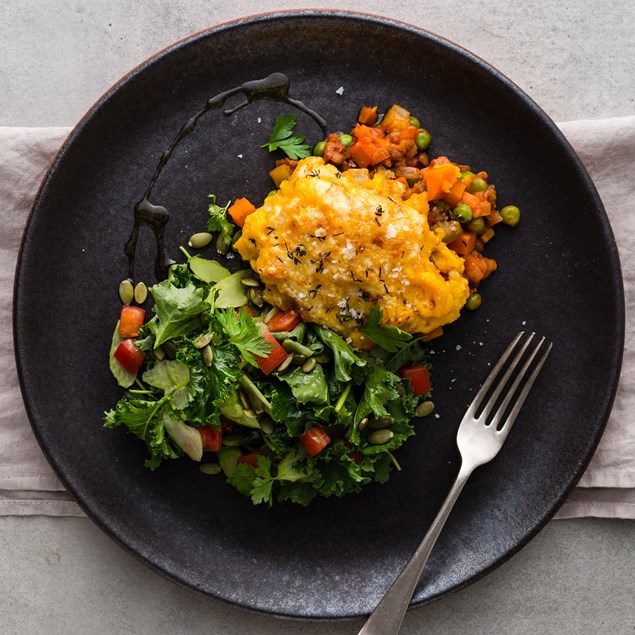 Veggie Cottage Pie with Fresh Kale Salad